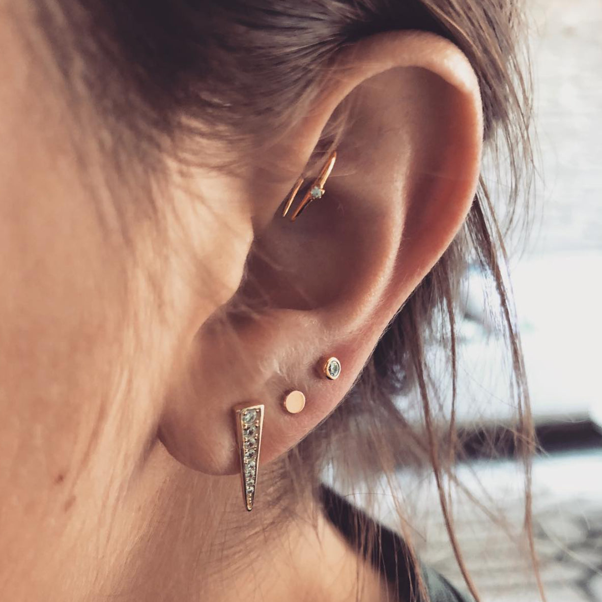 Rook piercing inspiration - Shooting Star Open Hoop with Pave Spike Studs