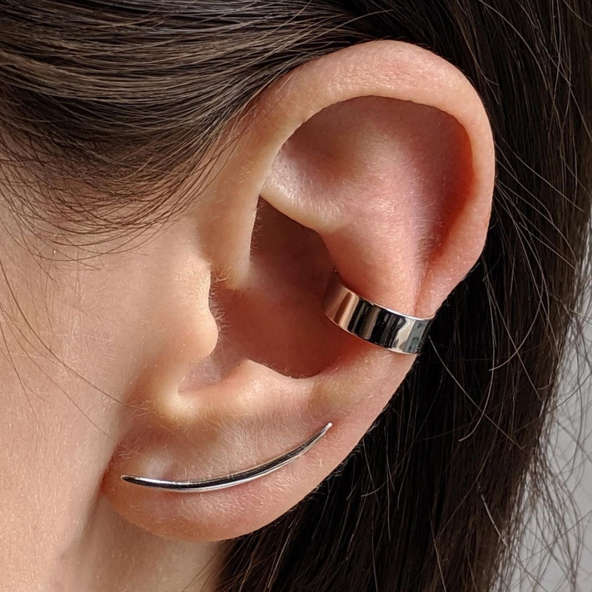 Silver ear party styled look