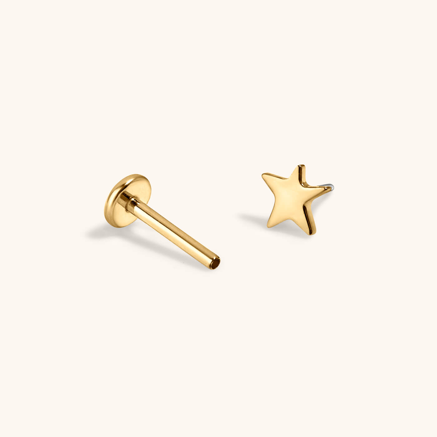 Classic Star Push Pin Flat Back Earring (Titanium - Gold)