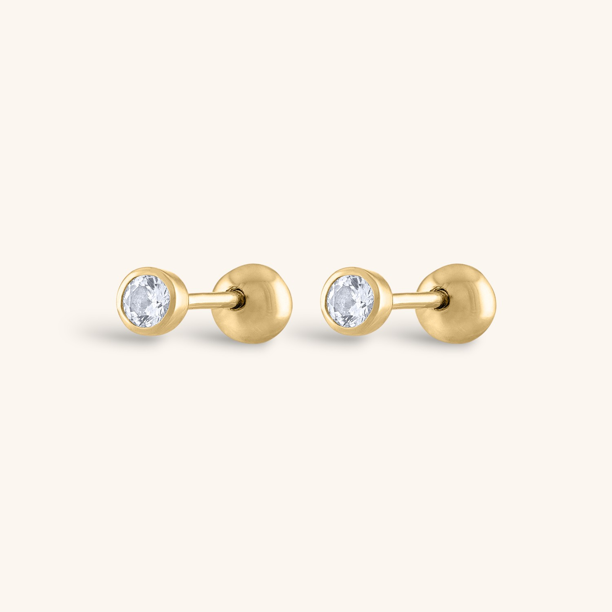 Tiny Sapphire Ball Back Earrings in 14k Gold