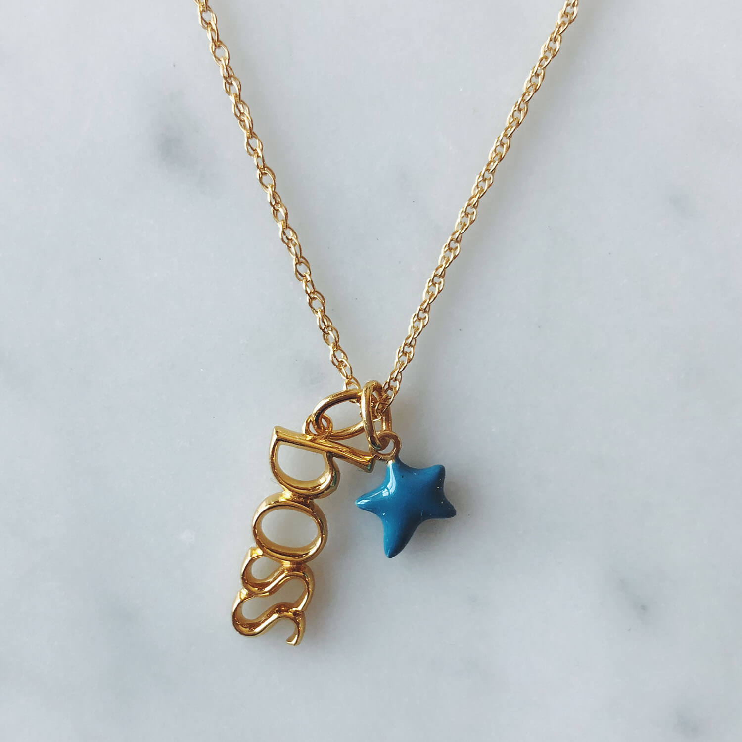 Boss Charm (Gold Vermeil) on Necklace