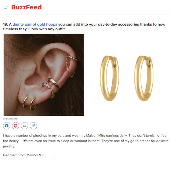 Classic Huggie Hoops on Buzzfeed