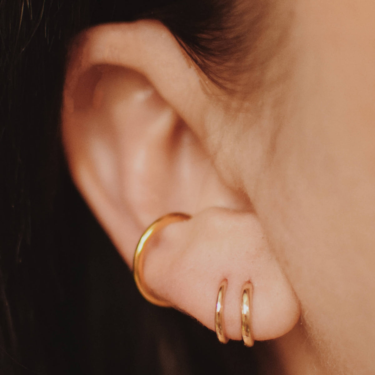 Gold Huggie Hoop Earrings - Gold Huggie Hoops