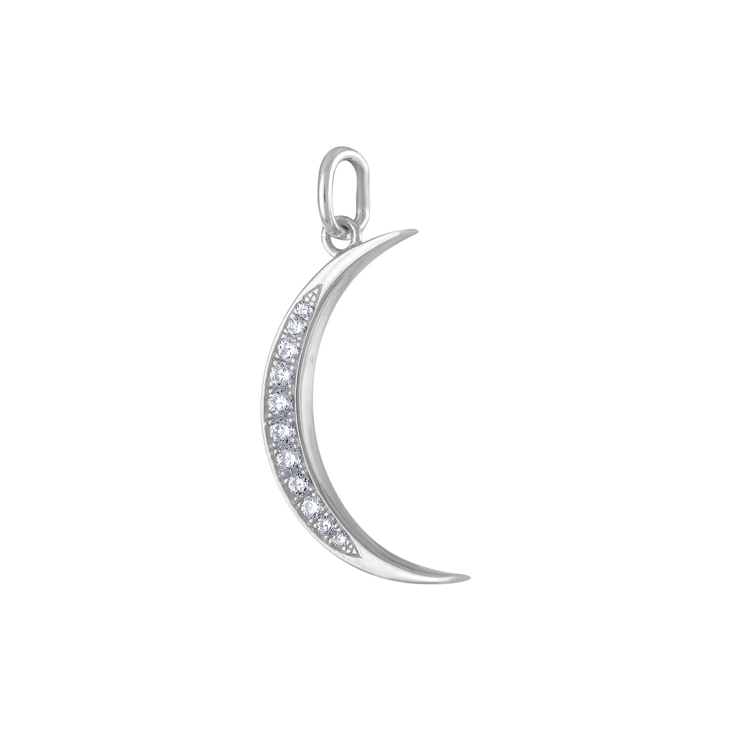 Pave Moon Charm in Sterling Silver