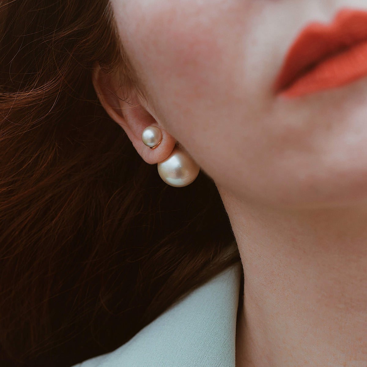 v pearl earrings