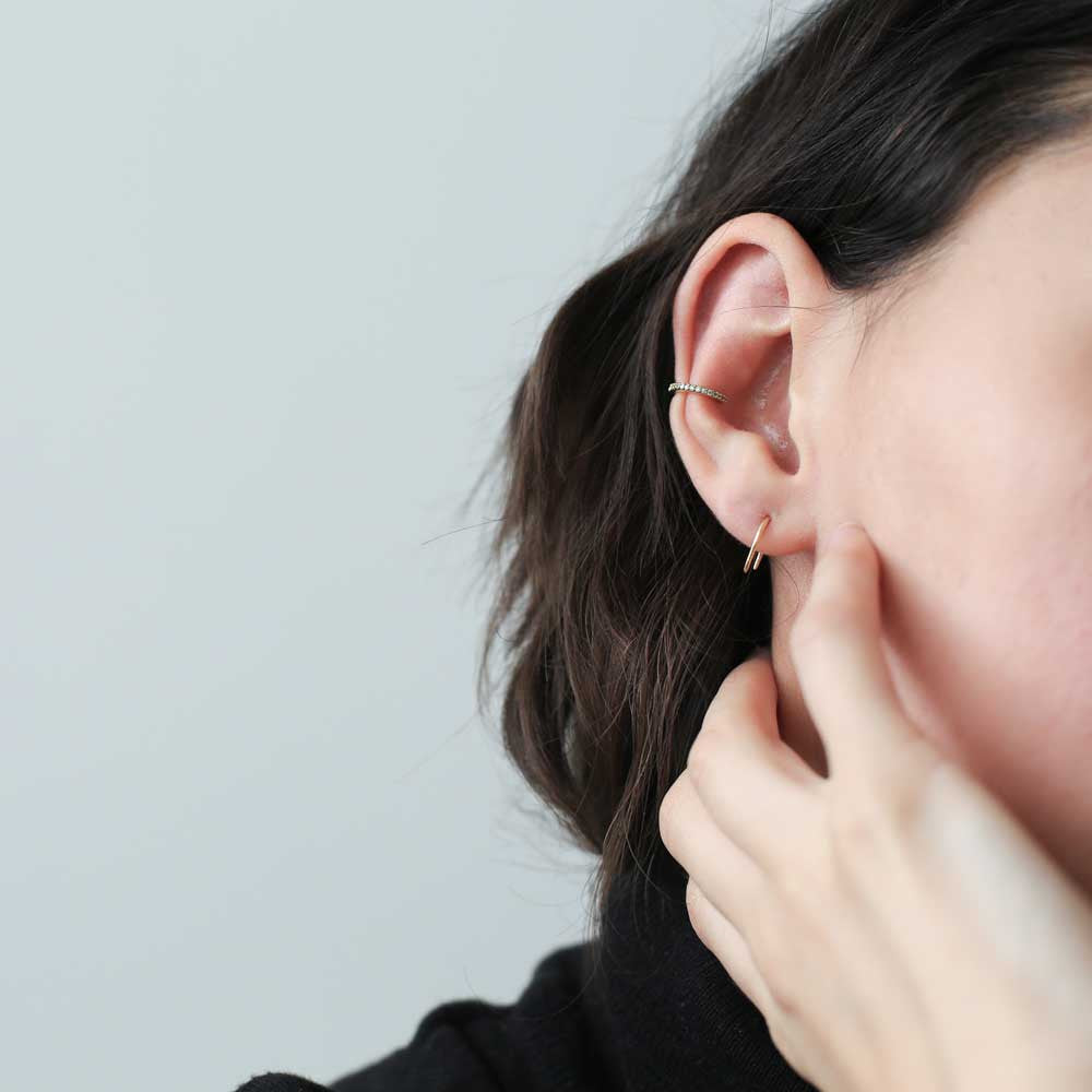 Large Whisper Open Hoop Earrings in Sterling Silver on model