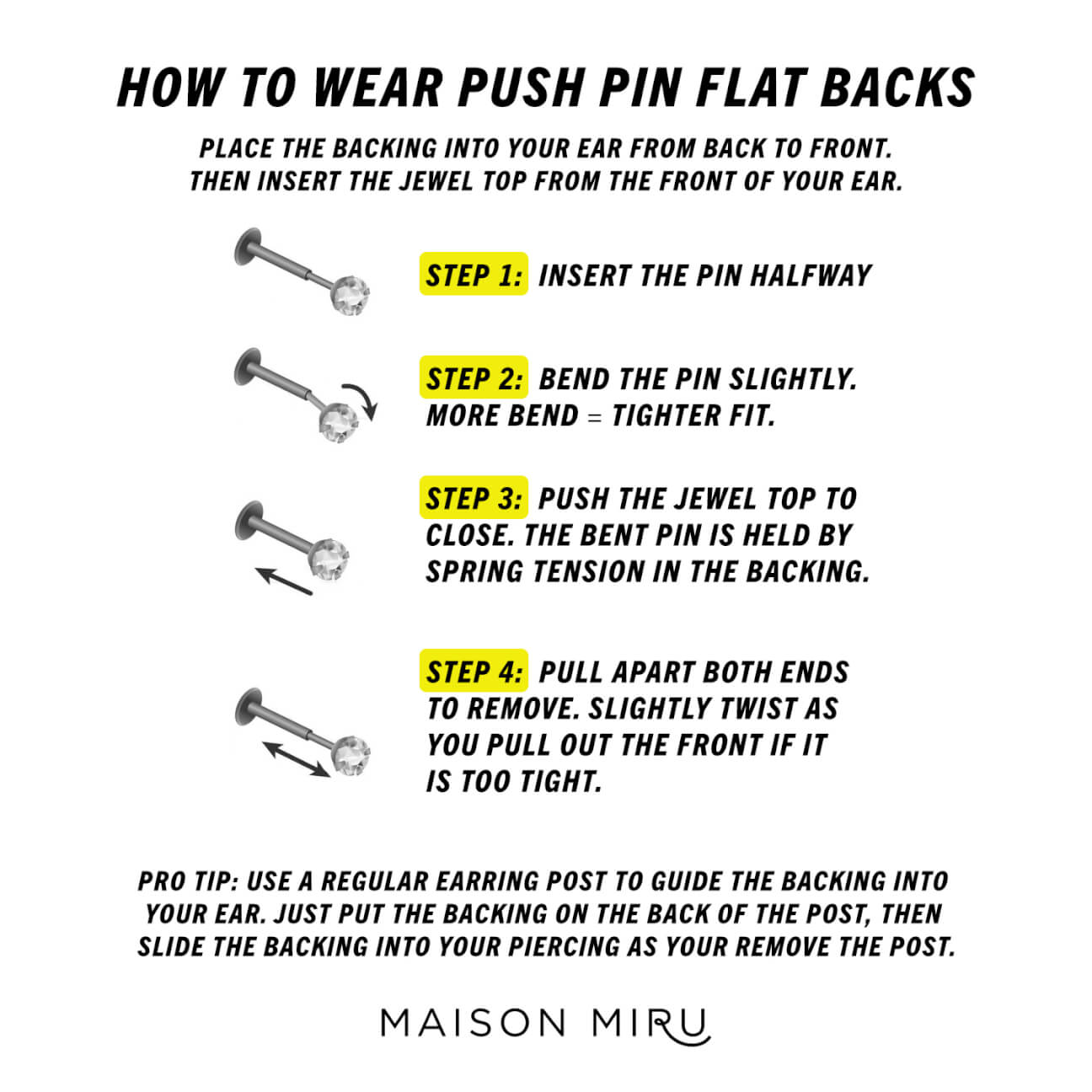How to Wear the Tiny Crystal Push Pin Flat Back Earring
