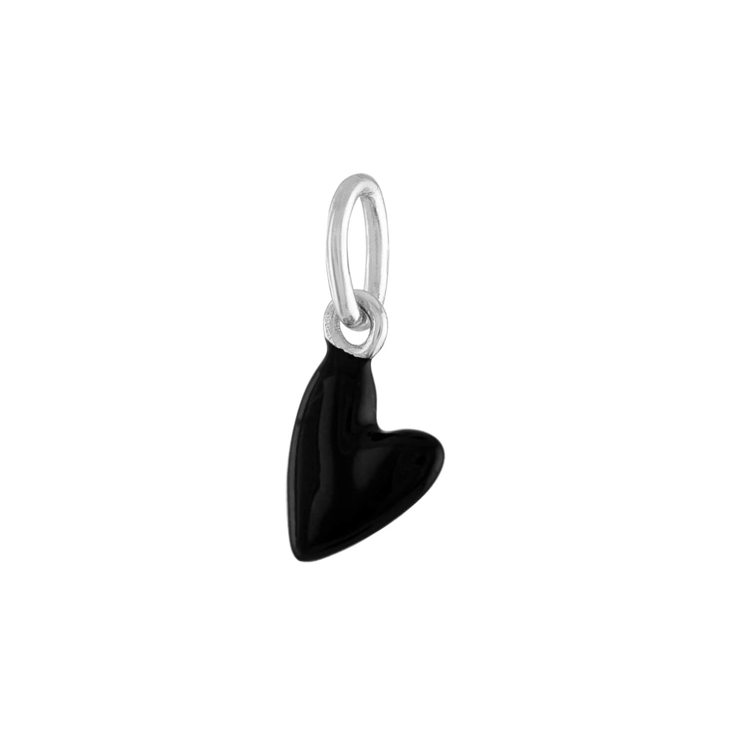 Black Heart Charm in Sterling Silver