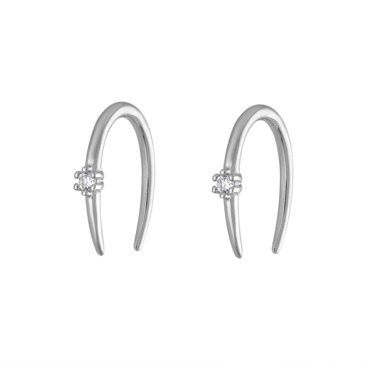 Shooting Star Open Hoop Earrings in Sterling Silver