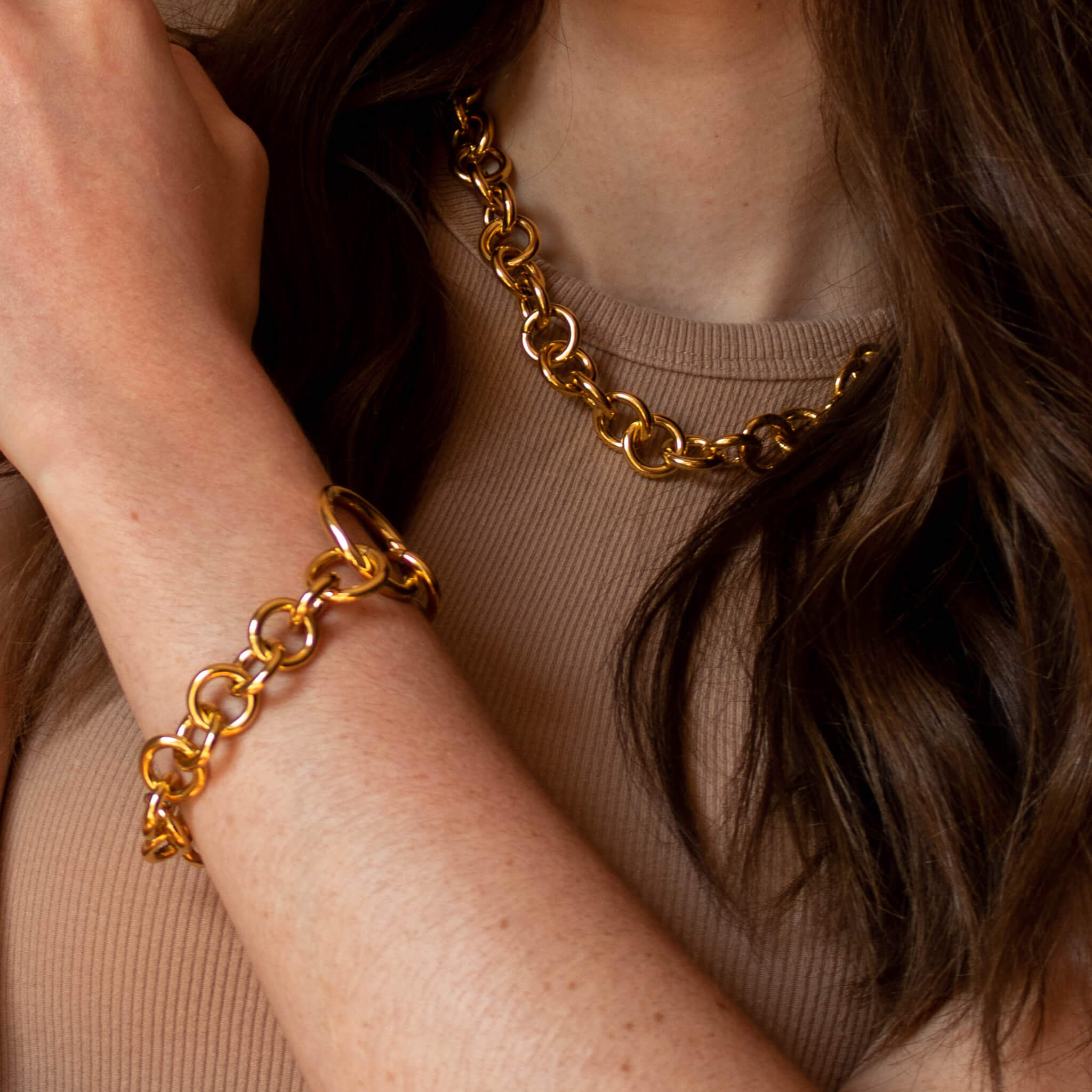 Baby Bubble Necklace (Gold) on model