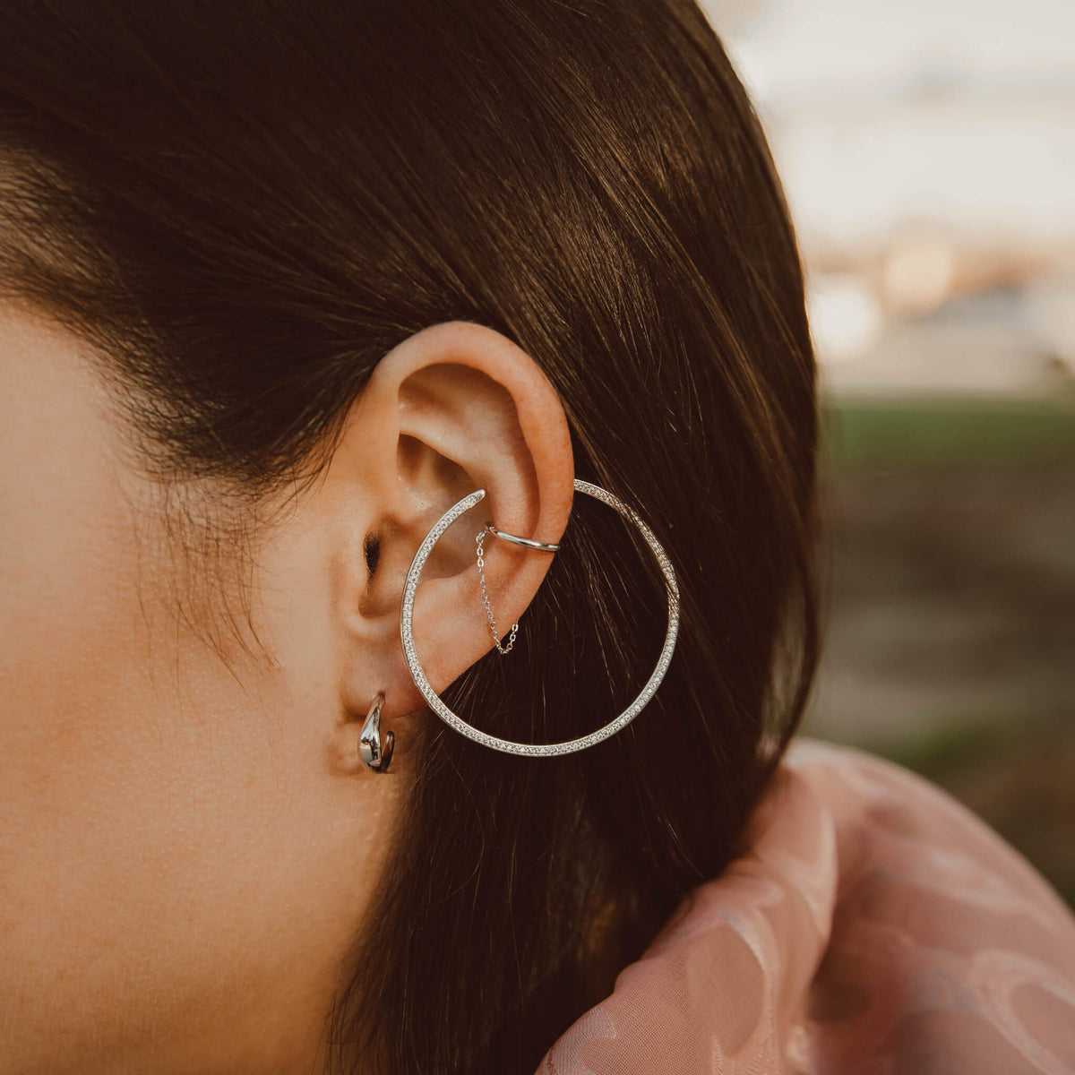 Luna Hoop Earrings in Sterling Silver | Maison Miru