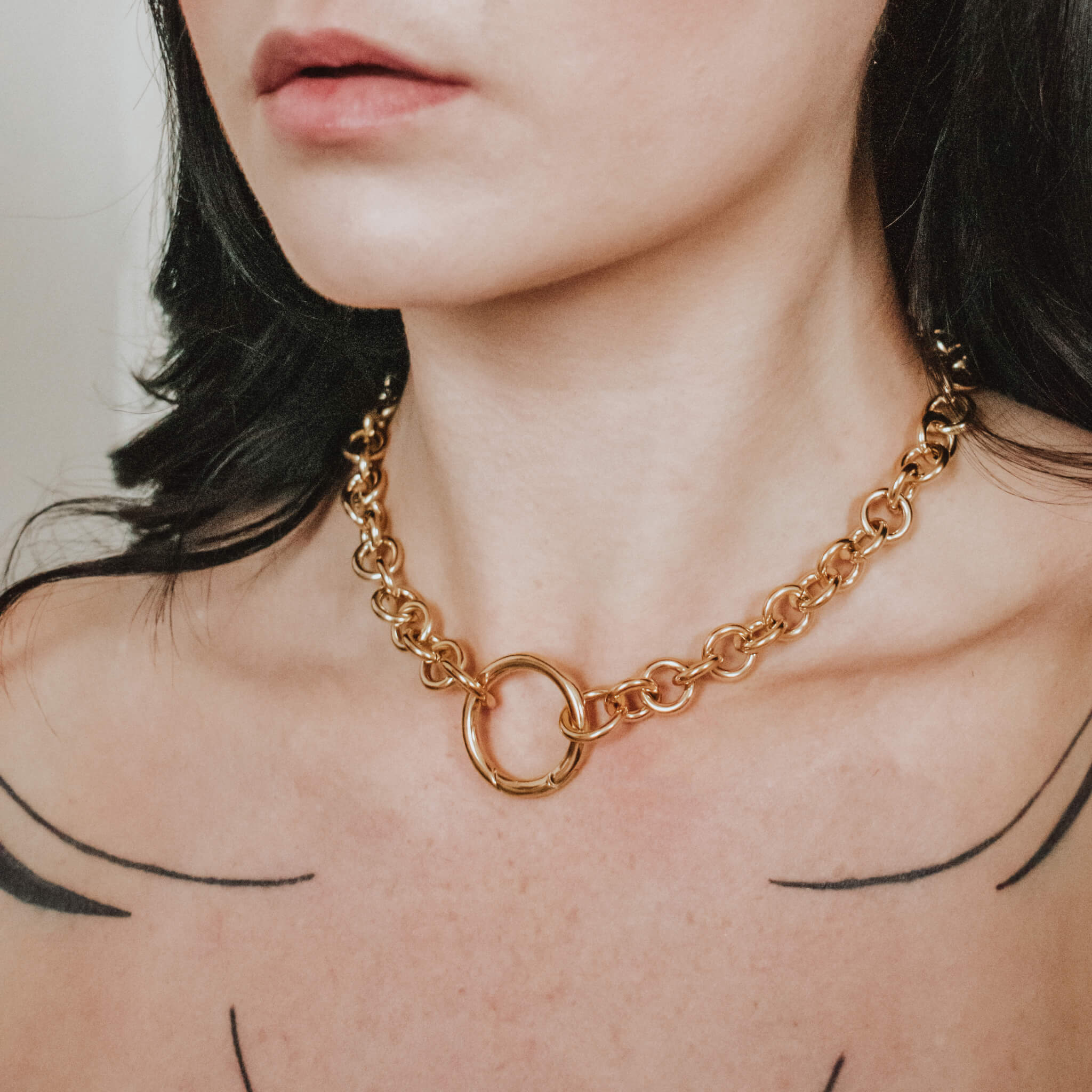 Baby Bubble Necklace (gold) on model