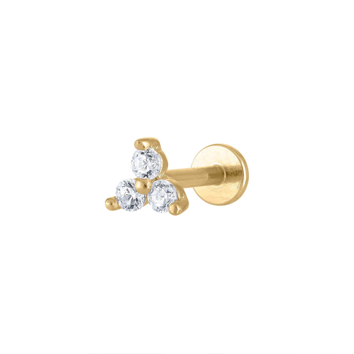 Crystal Trinity Threaded Flat Back in Gold