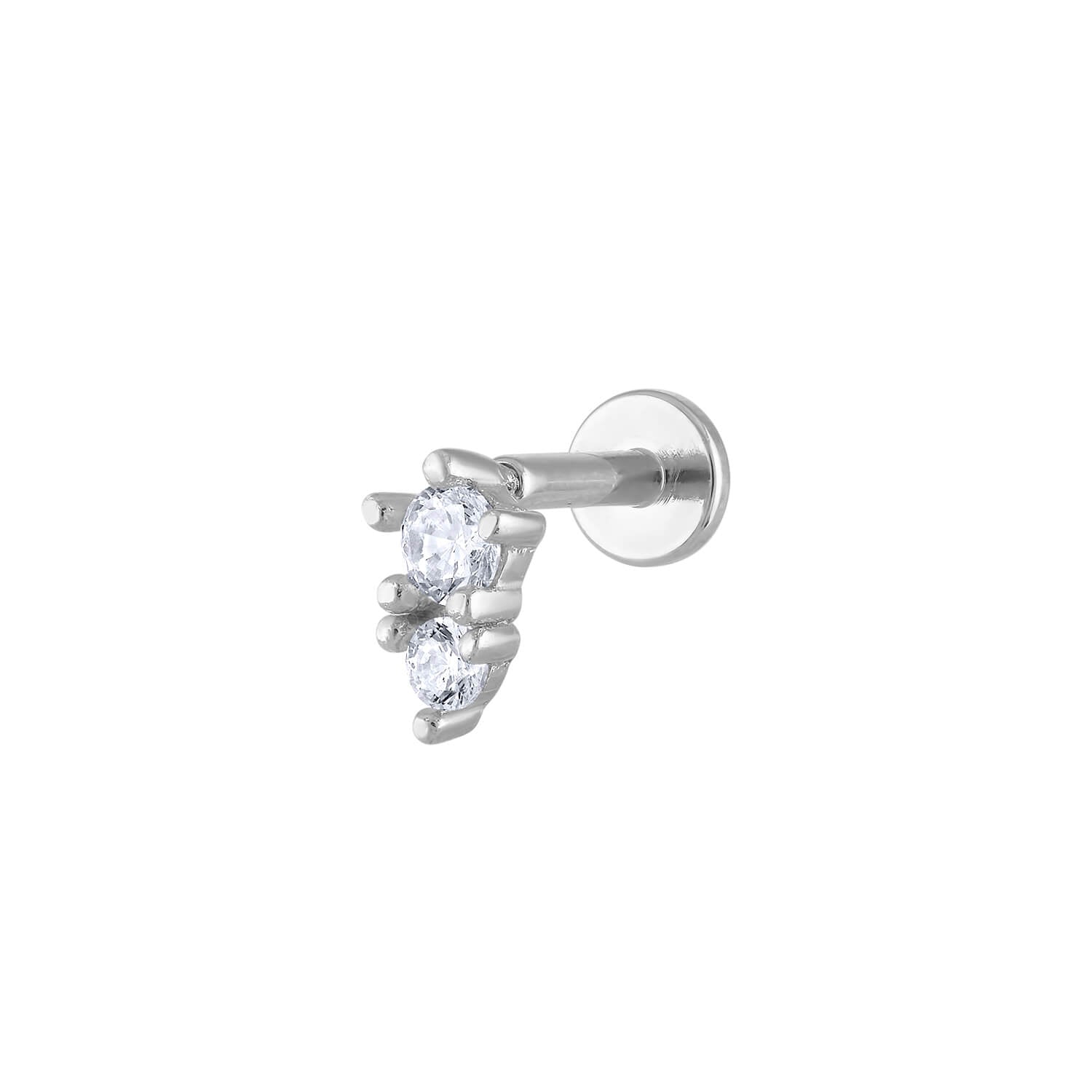 Gaia Threaded Flat Back Earring in Silver