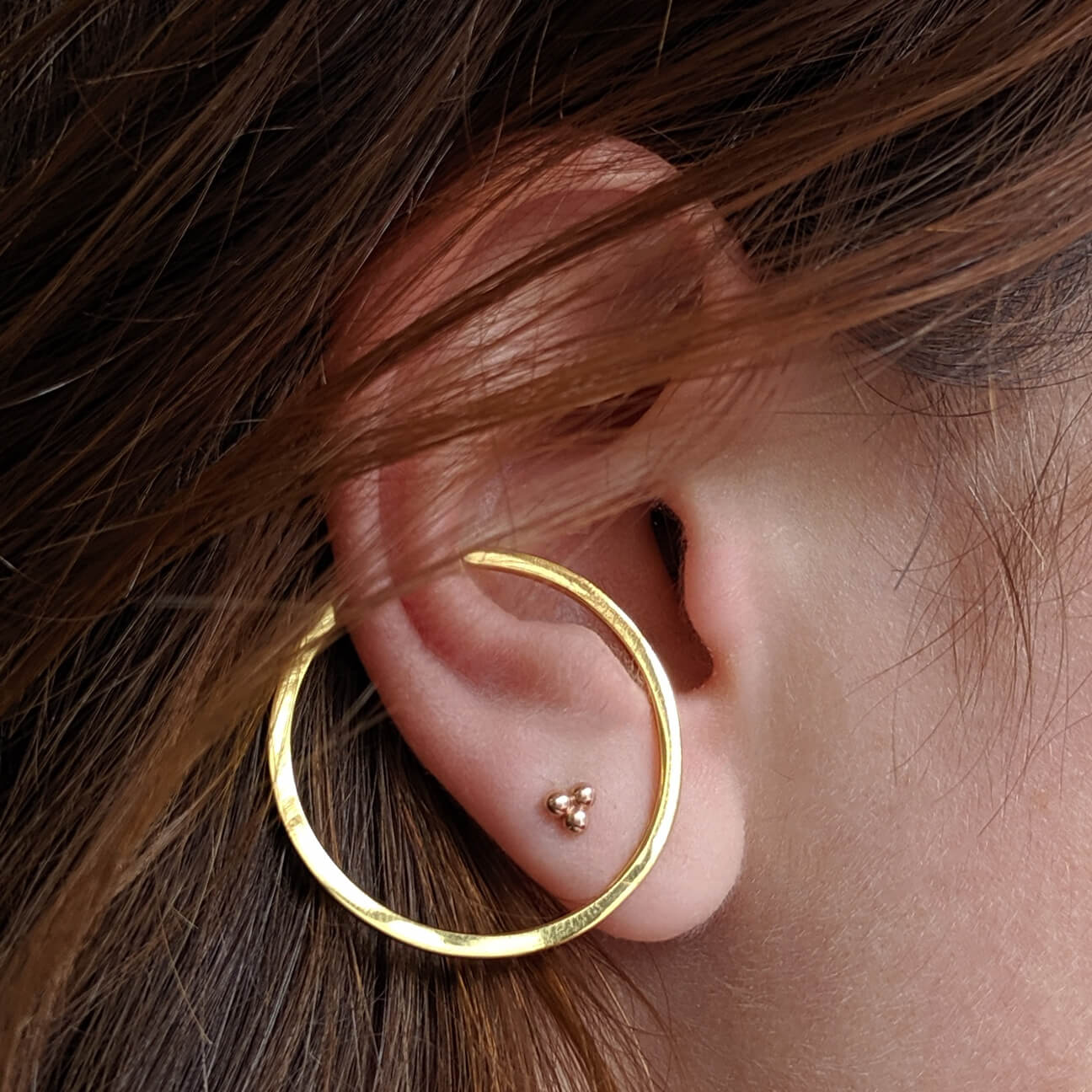 Illusion Hoops in Sterling Silver on model