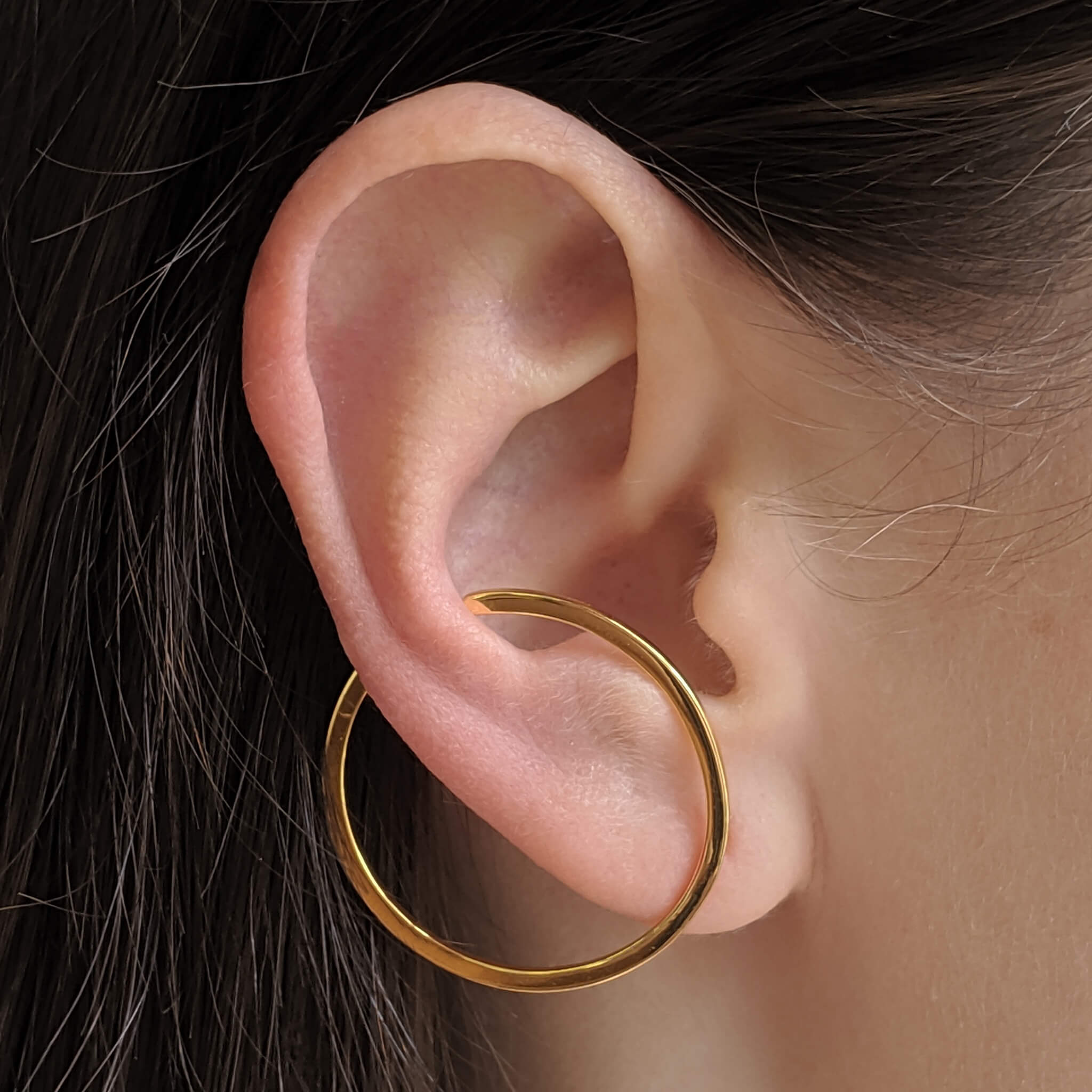 Illusion Hoops in Sterling Silver on model