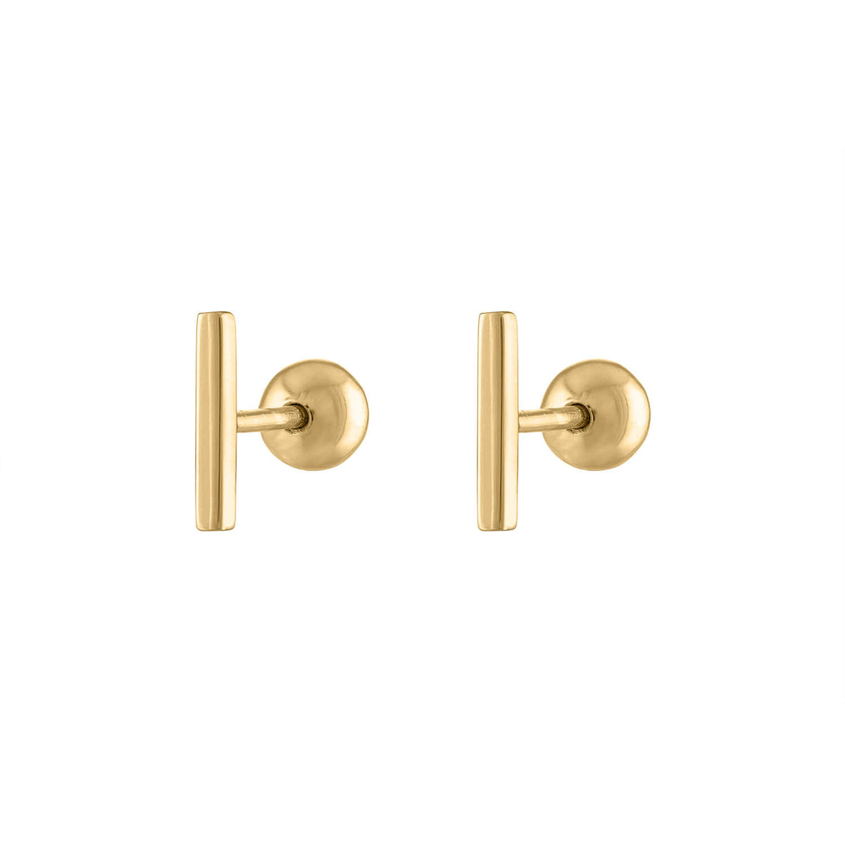 Little Bar Ball Back Earrings in 14k Gold Maison Miru