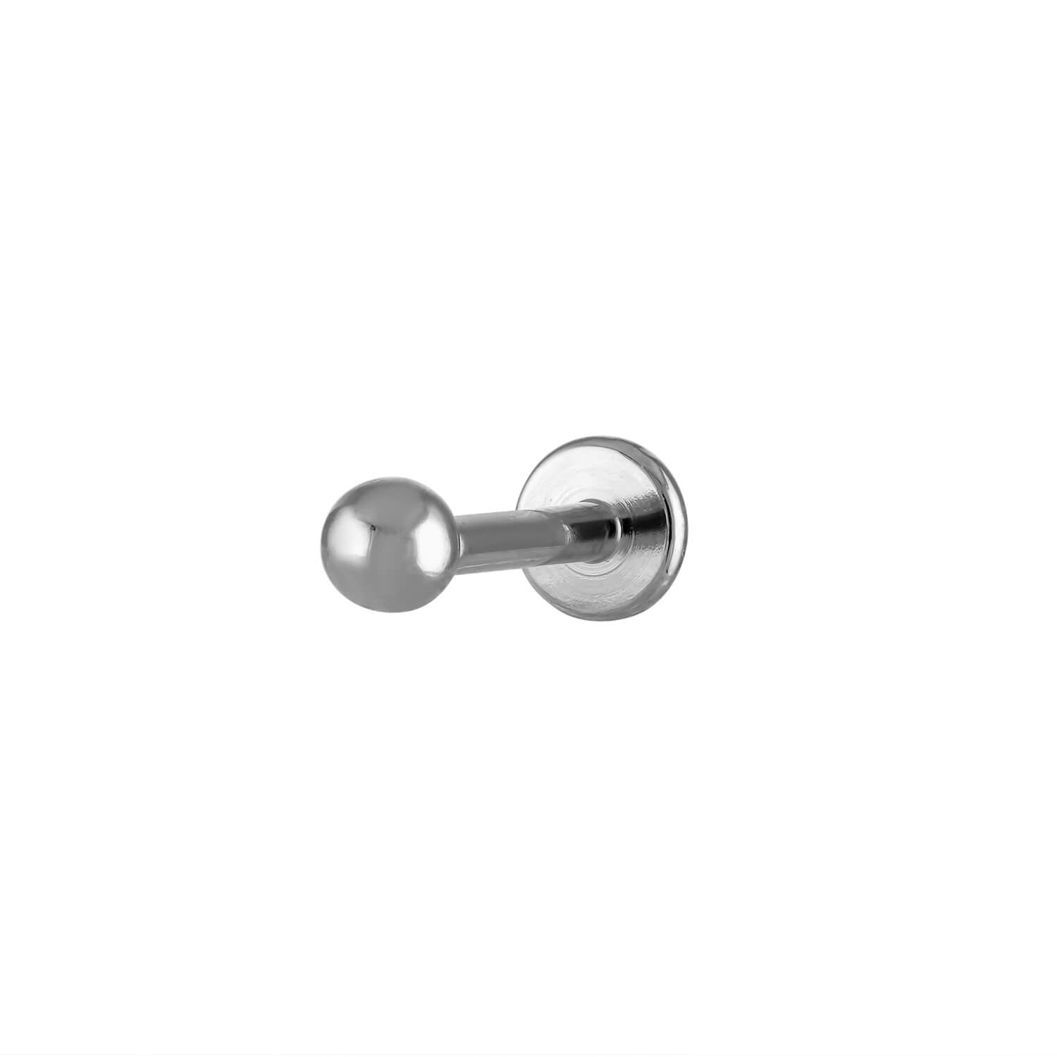 Little Sphere Threaded Flat Back Earring in Silver