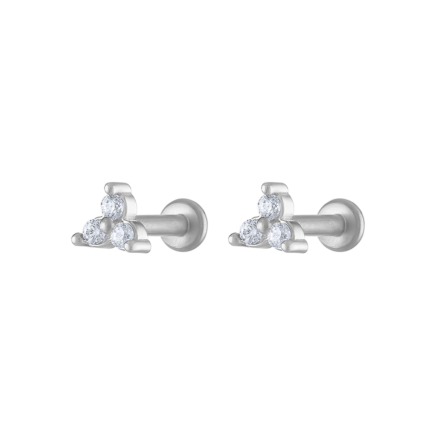 Mini Crystal Trinity Nap Earrings in Silver