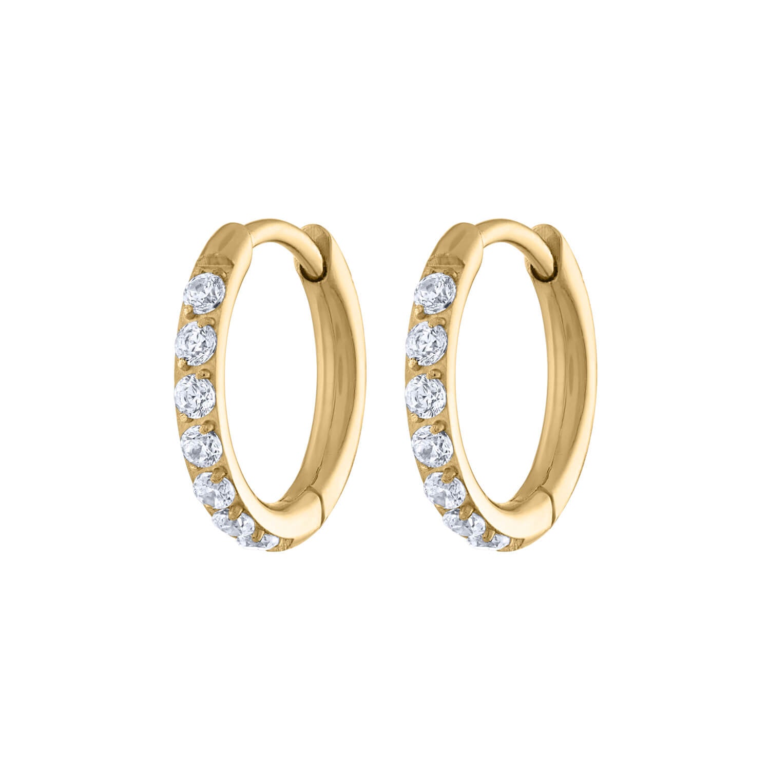 Mini Eternity Hoop Earrings in Titanium (Gold)