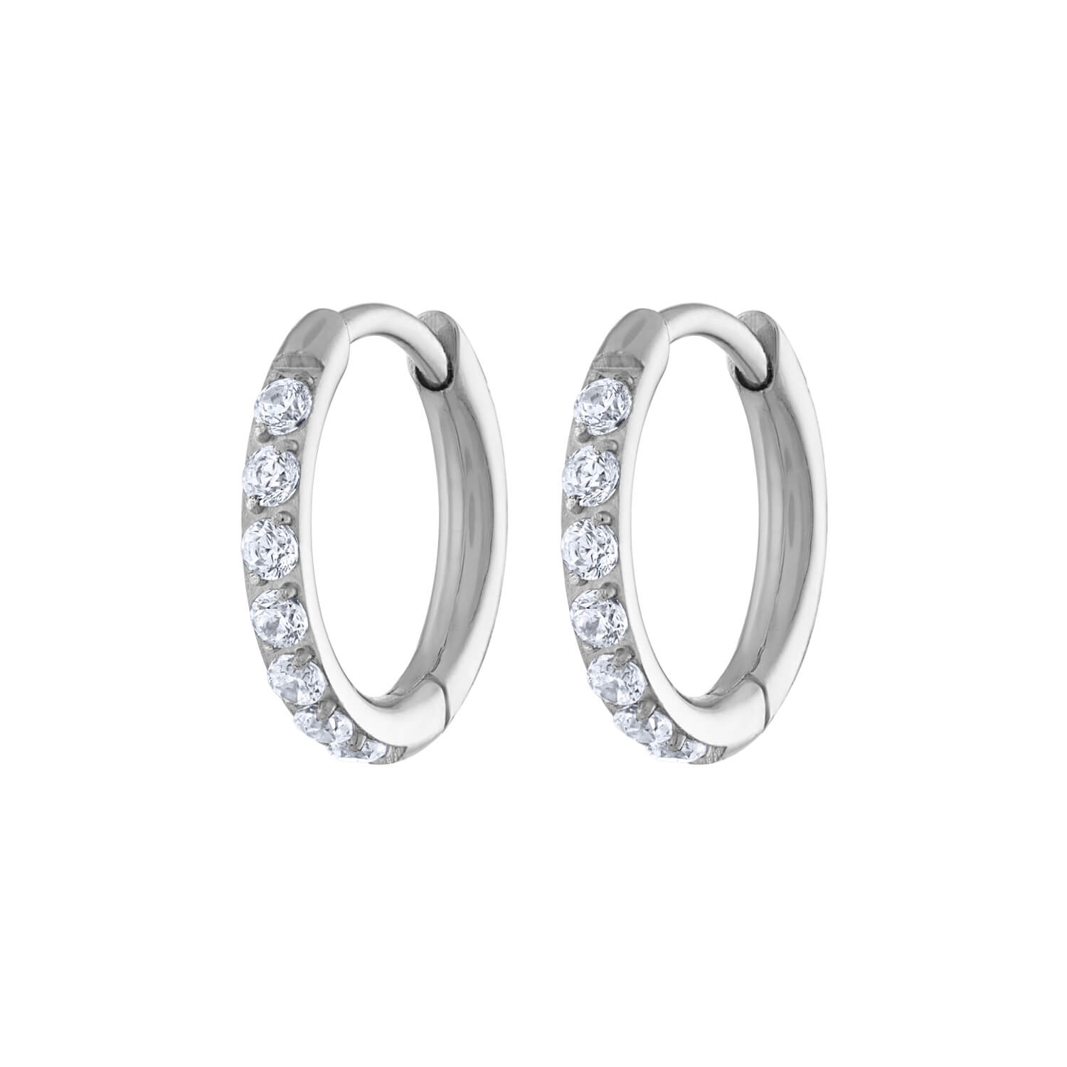 Mini Eternity Hoop Earrings in Titanium (Silver)