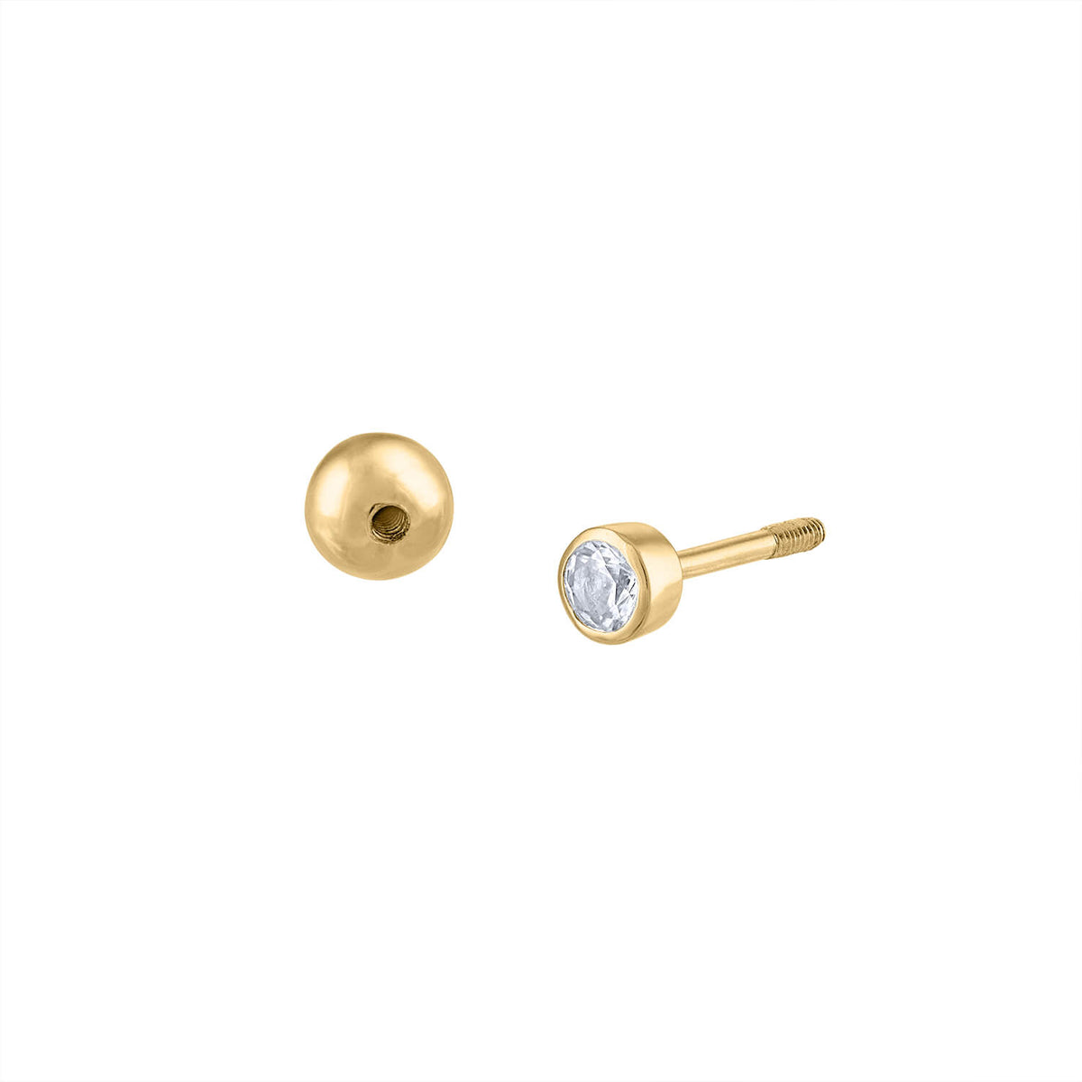 Tiny Sapphire Ball Back Earrings in 14k Gold Maison Miru