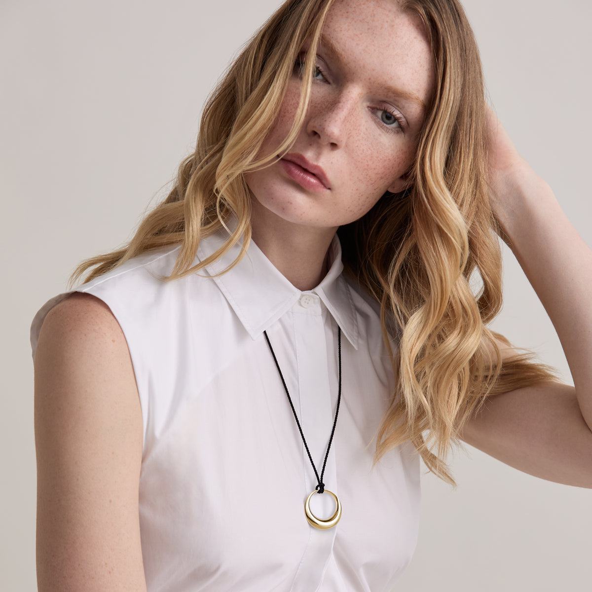 Equilibrium Cord Pendant, Large - Gold On Model