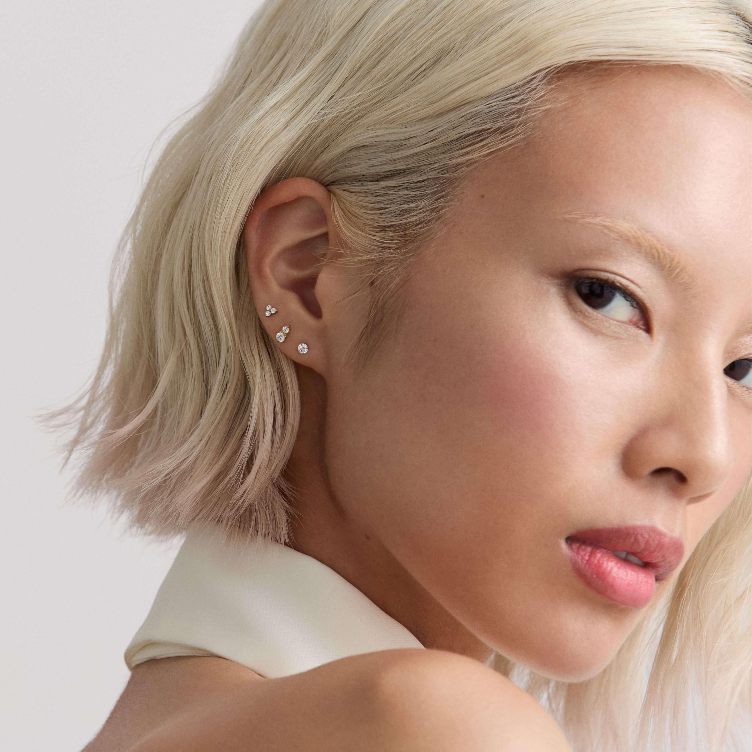 Goddess Nap Earrings Trio (Gold) on model