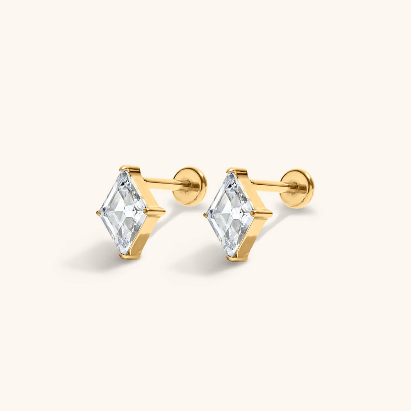 Celestial Crystal Lozenge Nap Earrings - Gold