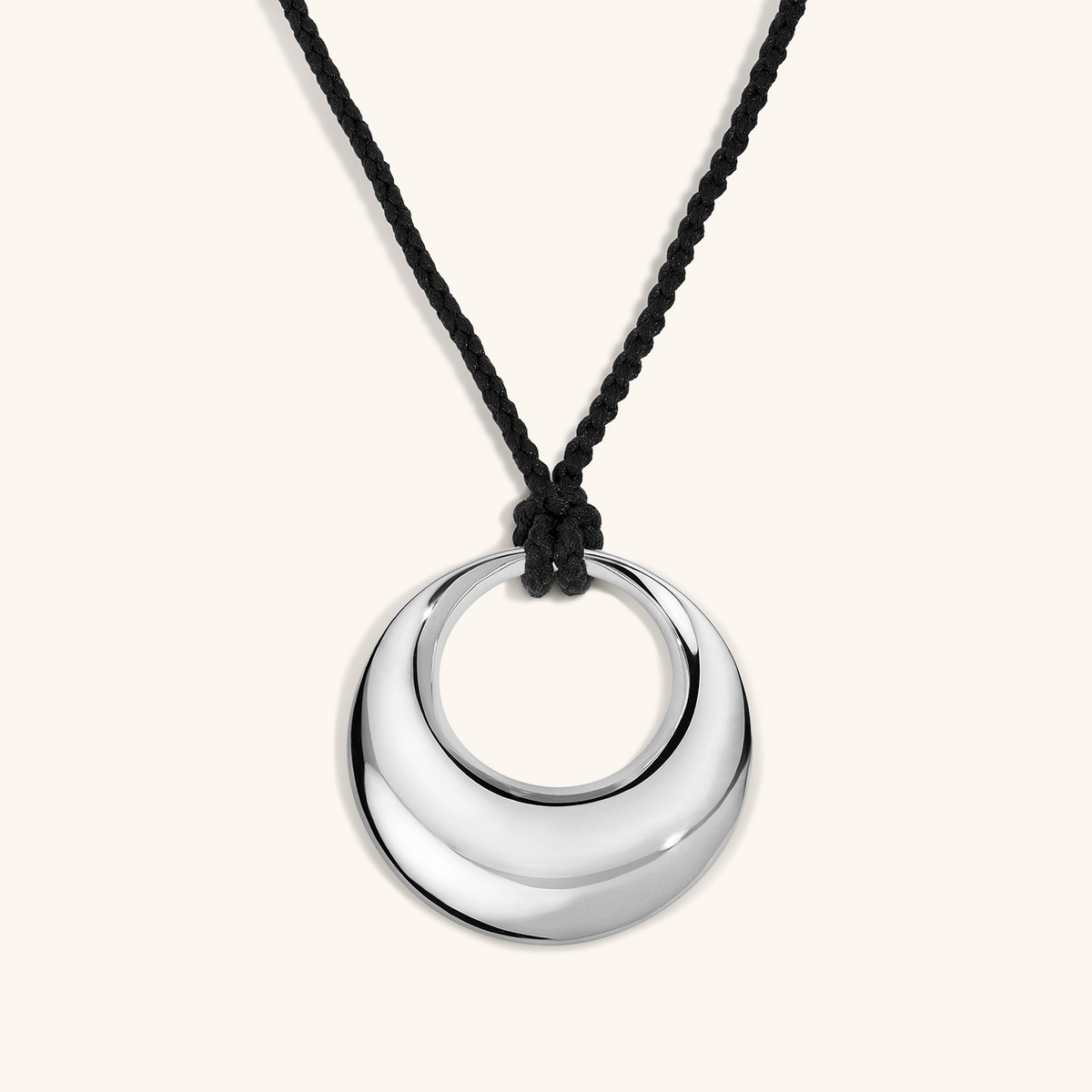 Equilibrium Fine Pendant Necklace - Front in Sterling Silver Close Up 