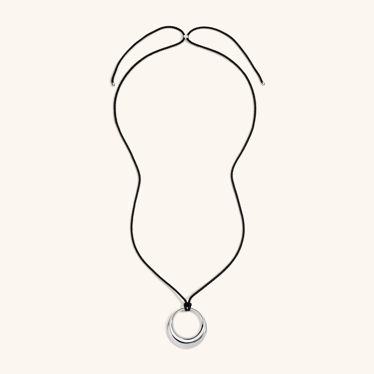 Equilibrium Cord Pendant, Large in silver – full necklace view 2