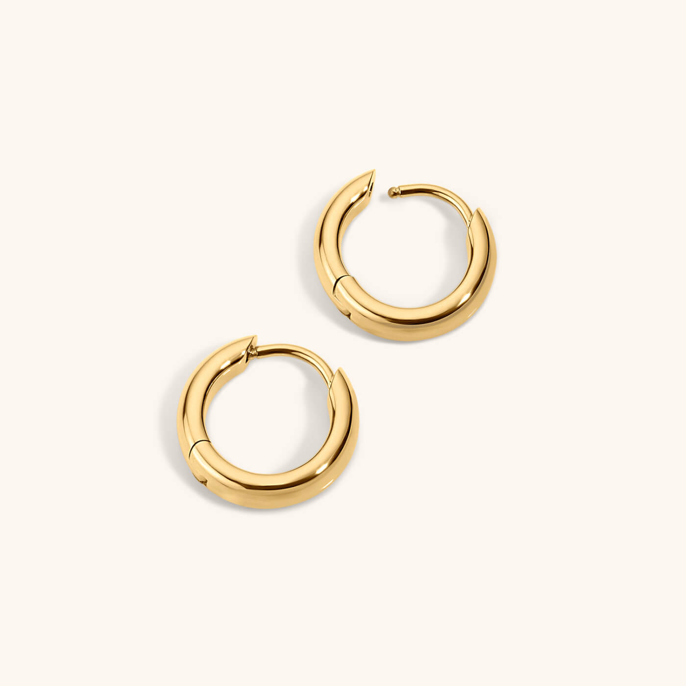 Bold Huggie Hoops in Titanium - Gold