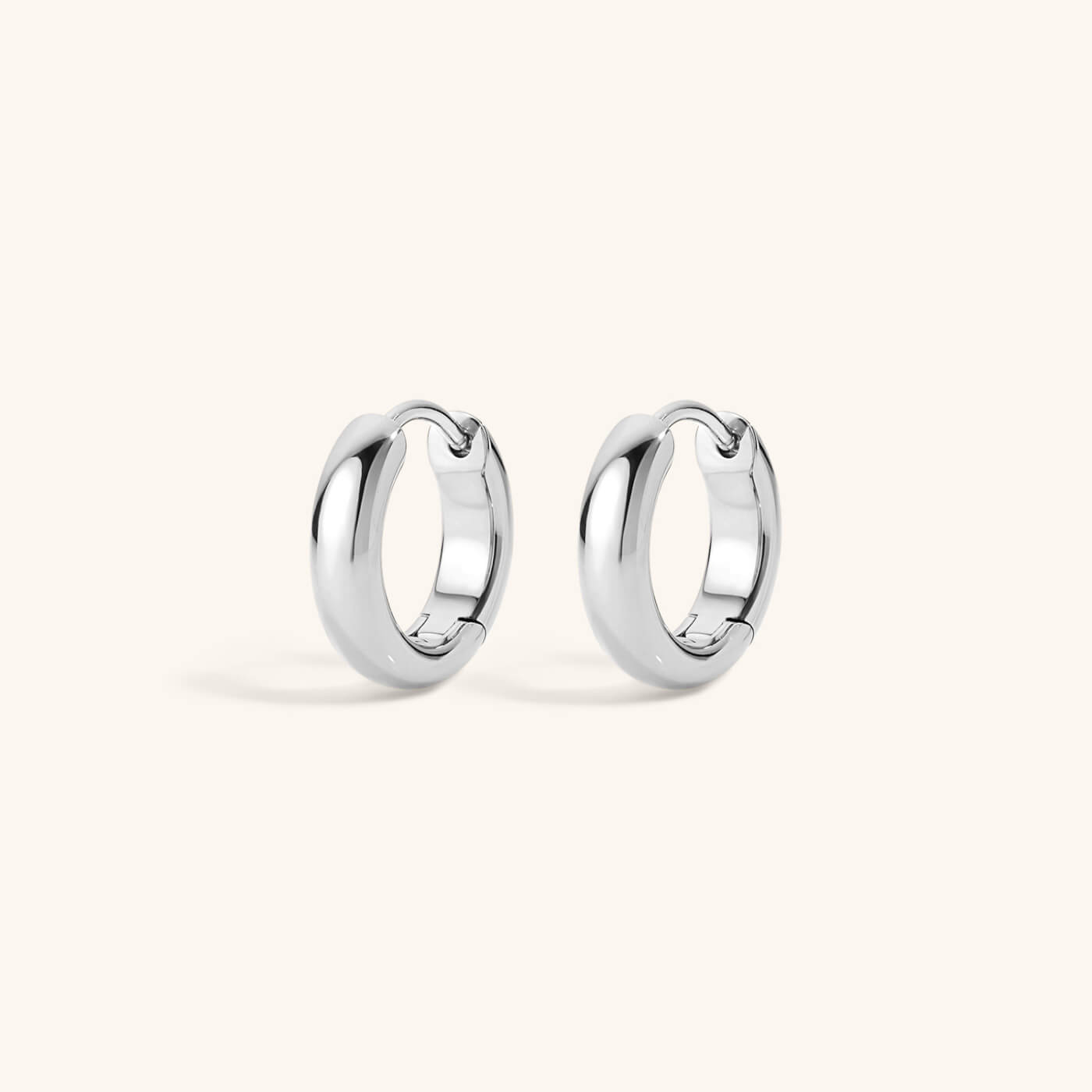 Bold Huggie Hoops in Titanium - Silver