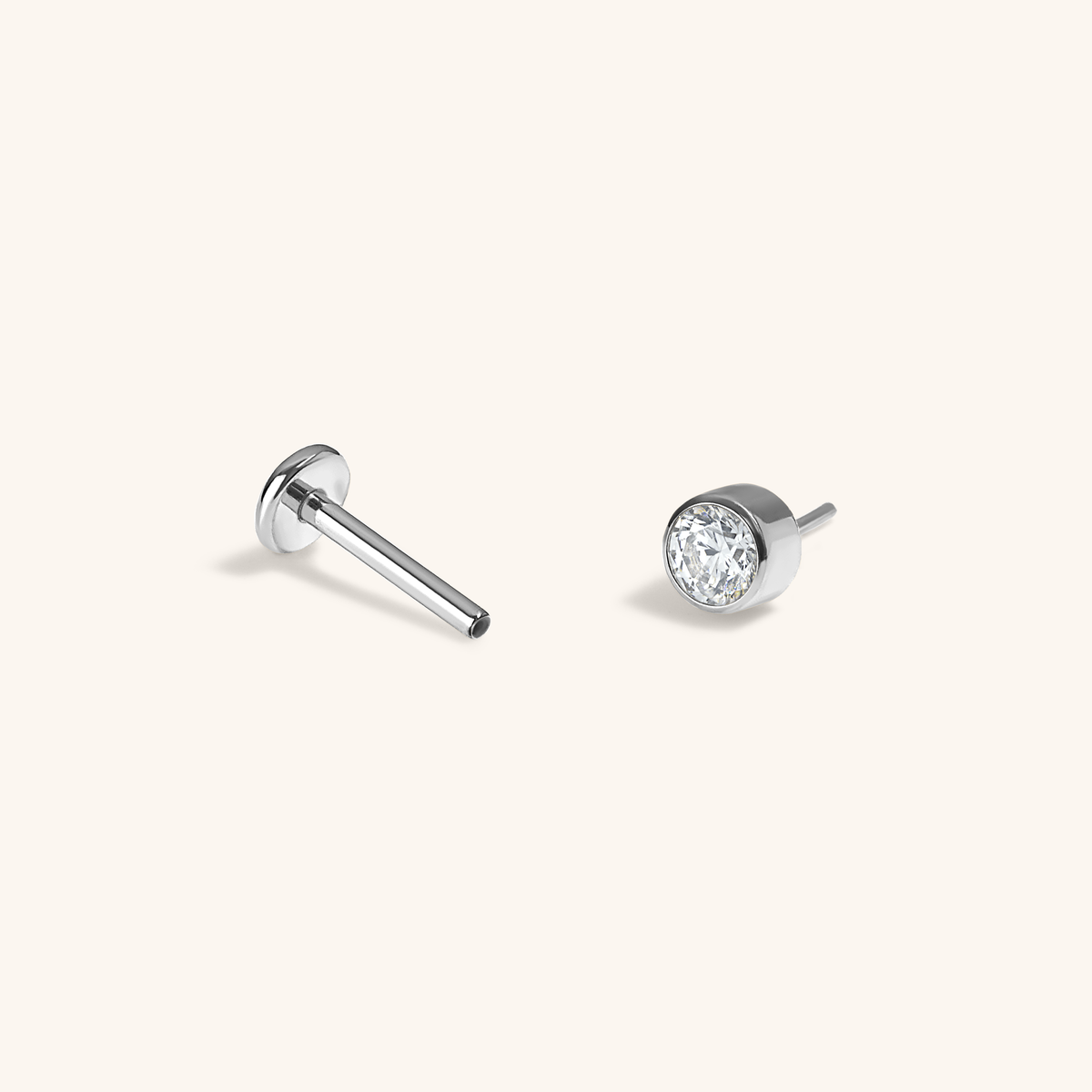 Celestial Crystal Bezel Solitaire Nap Earrings (Silver)