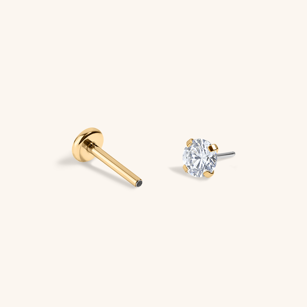 Celestial Crystal Solitaire Nap Earrings, 3mm - Gold