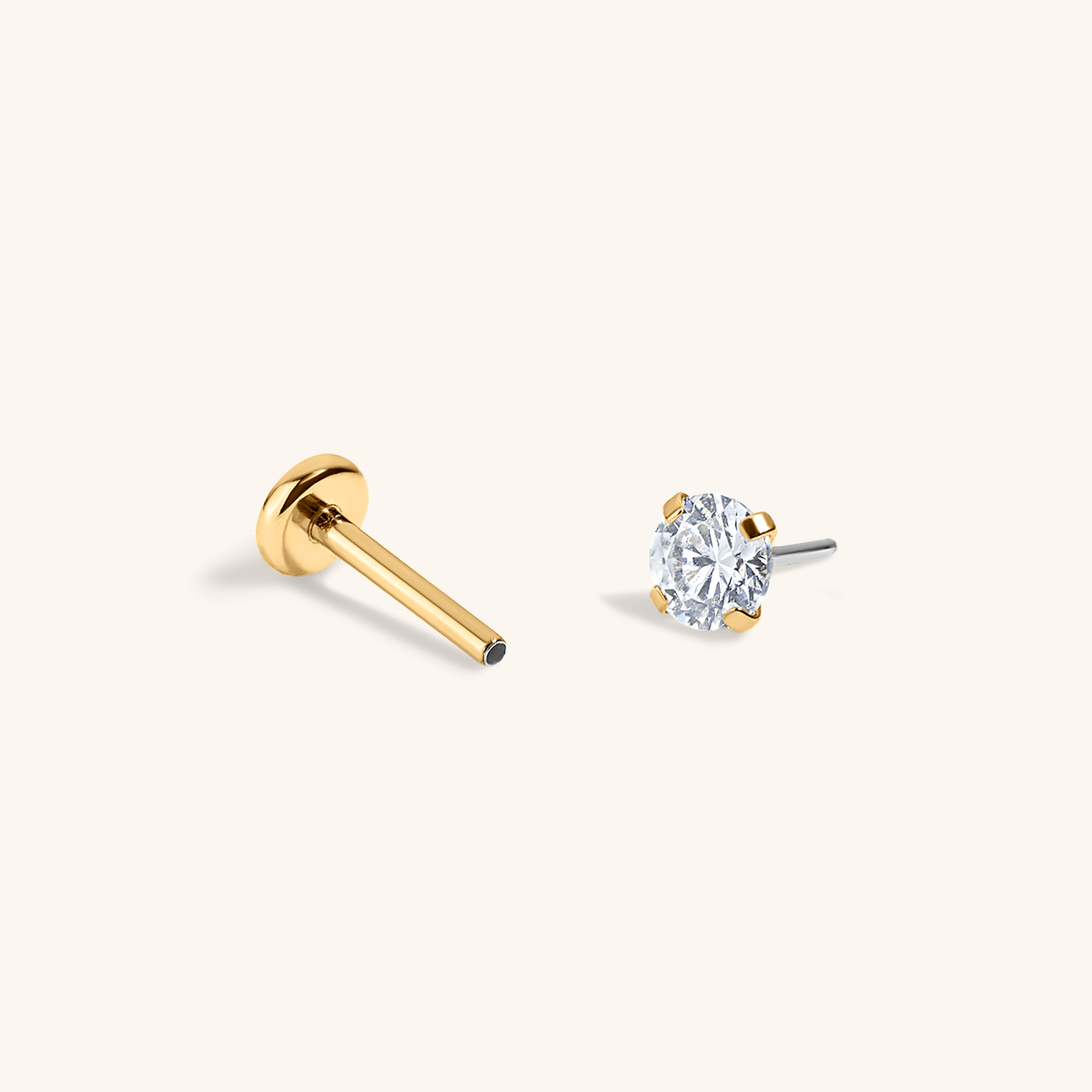 Celestial Crystal Push Pin Flat Back Earring (Titanium - Gold)