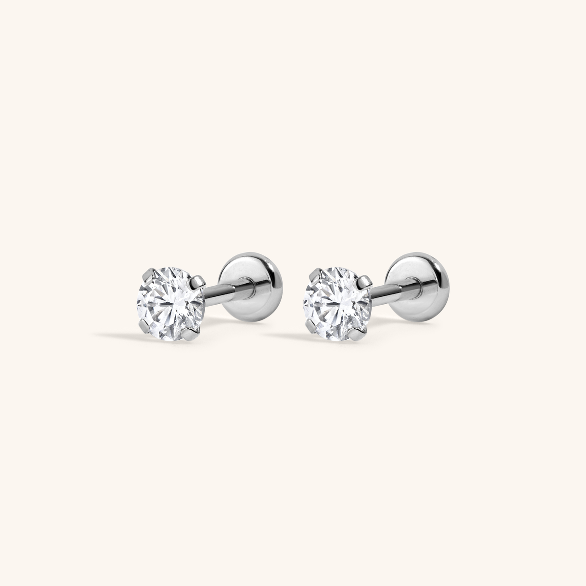 Celestial Crystal Solitaire Nap Earrings, 3mm - Silver