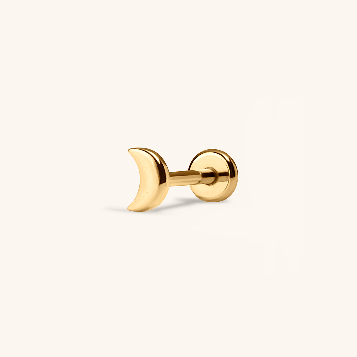 Moon Push Pin Flat Back Earring (Titanium - Gold)