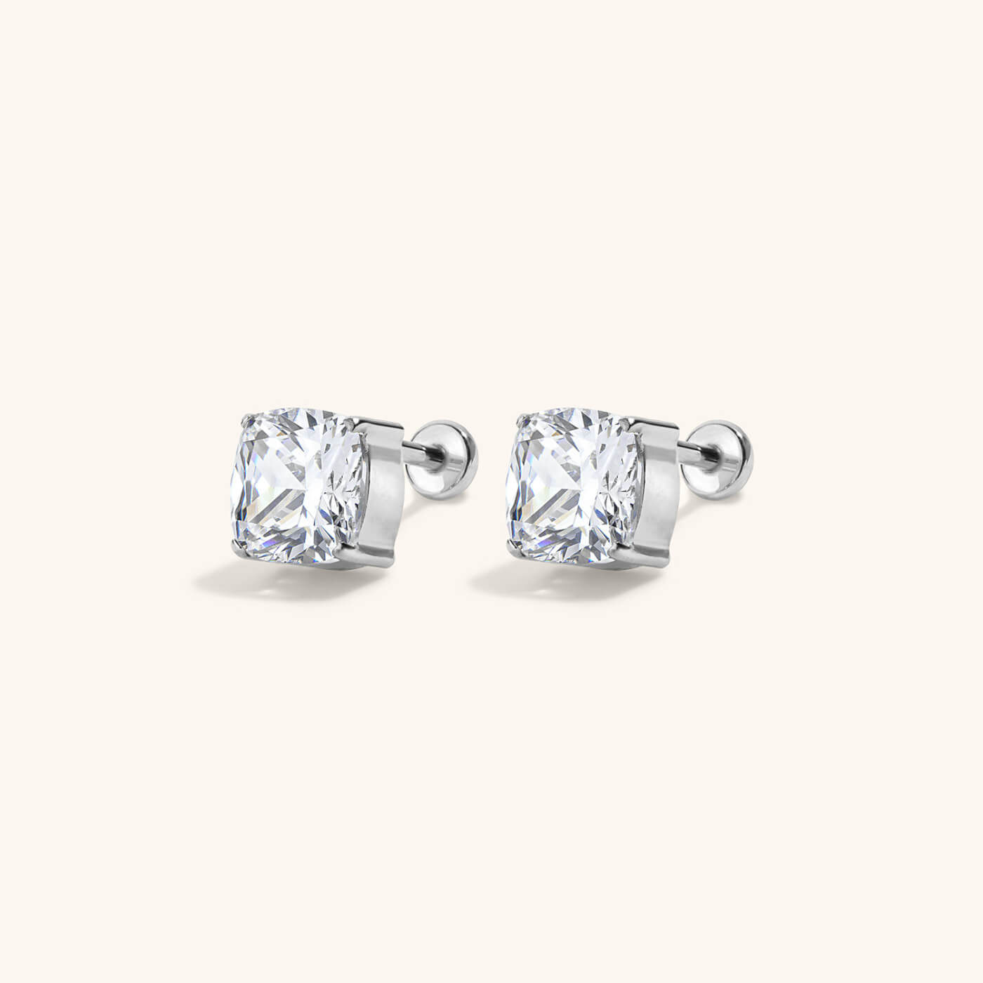 Celestial Crystal Cushion Nap Earrings - Silver
