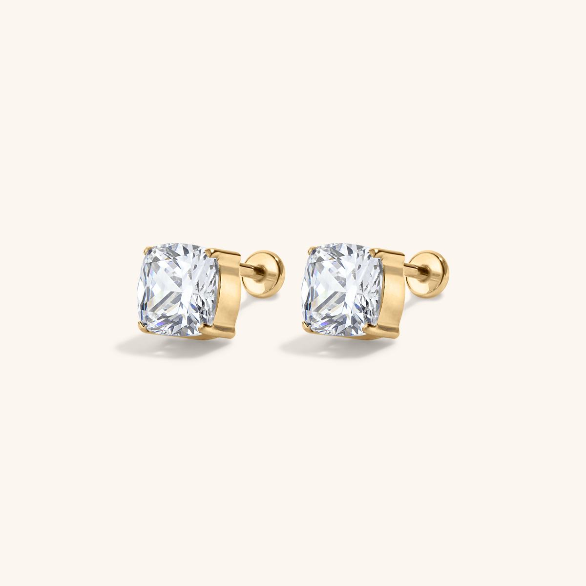 Celestial Crystal Cushion Nap Earrings - Gold