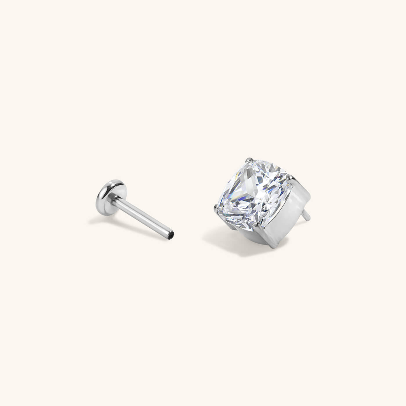 Celestial Crystal Cushion Nap Earrings - Silver