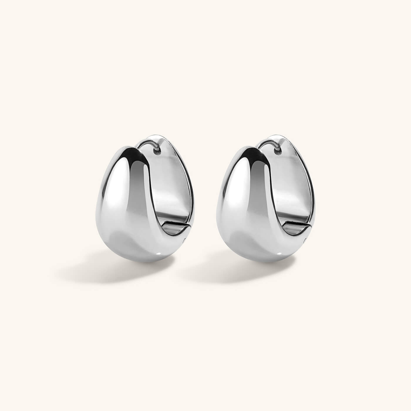 Mini Dewdrop Hoops in Titanium - Silver