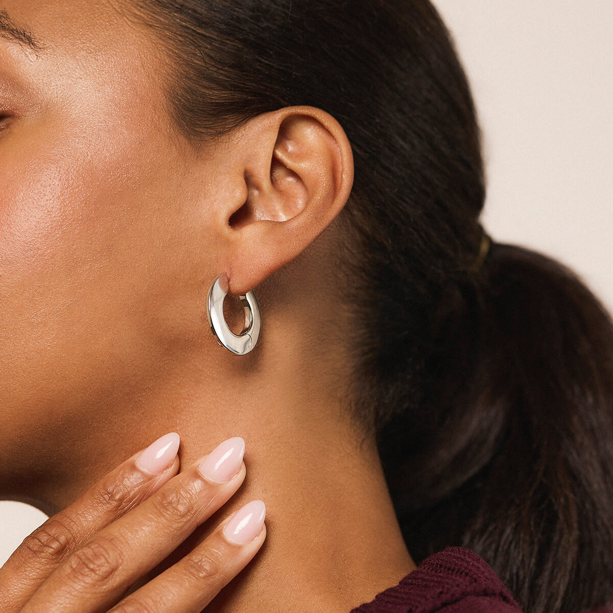  Disc Hoops - Silver - On Model