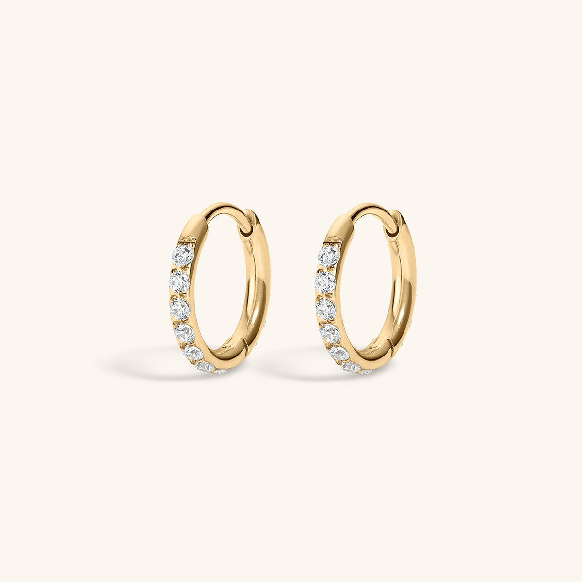 Pave Huggie Hoops, 11mm (Gold)