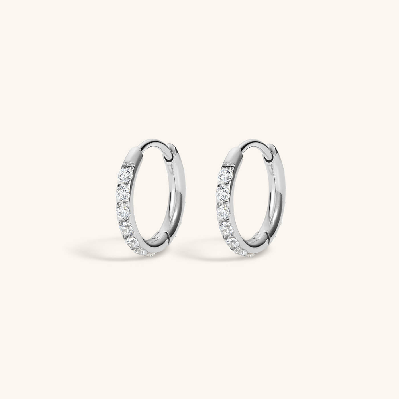 Pave Huggie Hoops, 11mm (Silver)