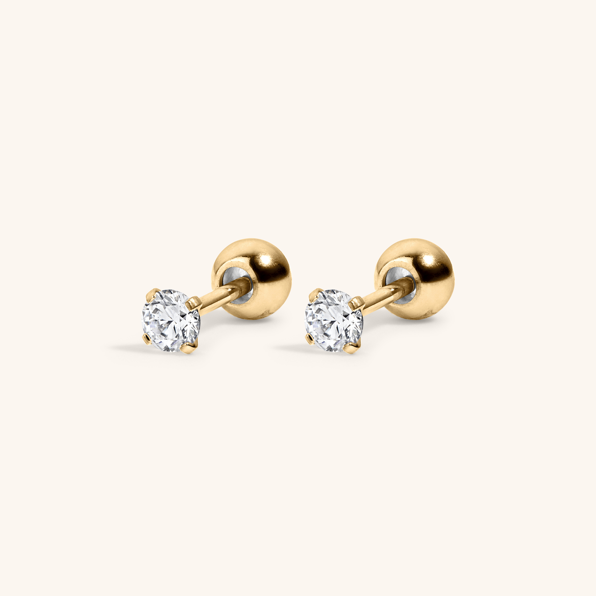 Celestial Crystal Solitaire Studs (Gold)