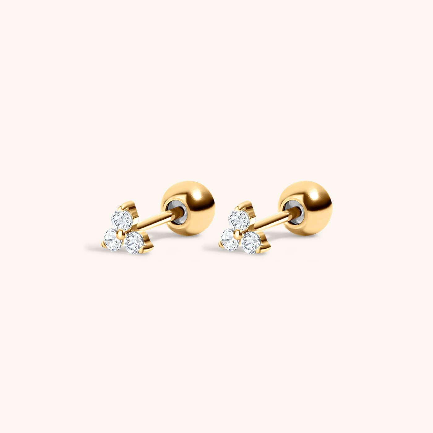 【MAISON MIRU】CRYSTAL TRINITY FLAT BACKピアス Crystal Trinity Threaded Flat Back Earring