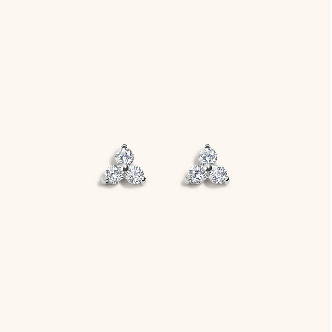 Mini Crystal Trinity Studs in Titanium (Silver)