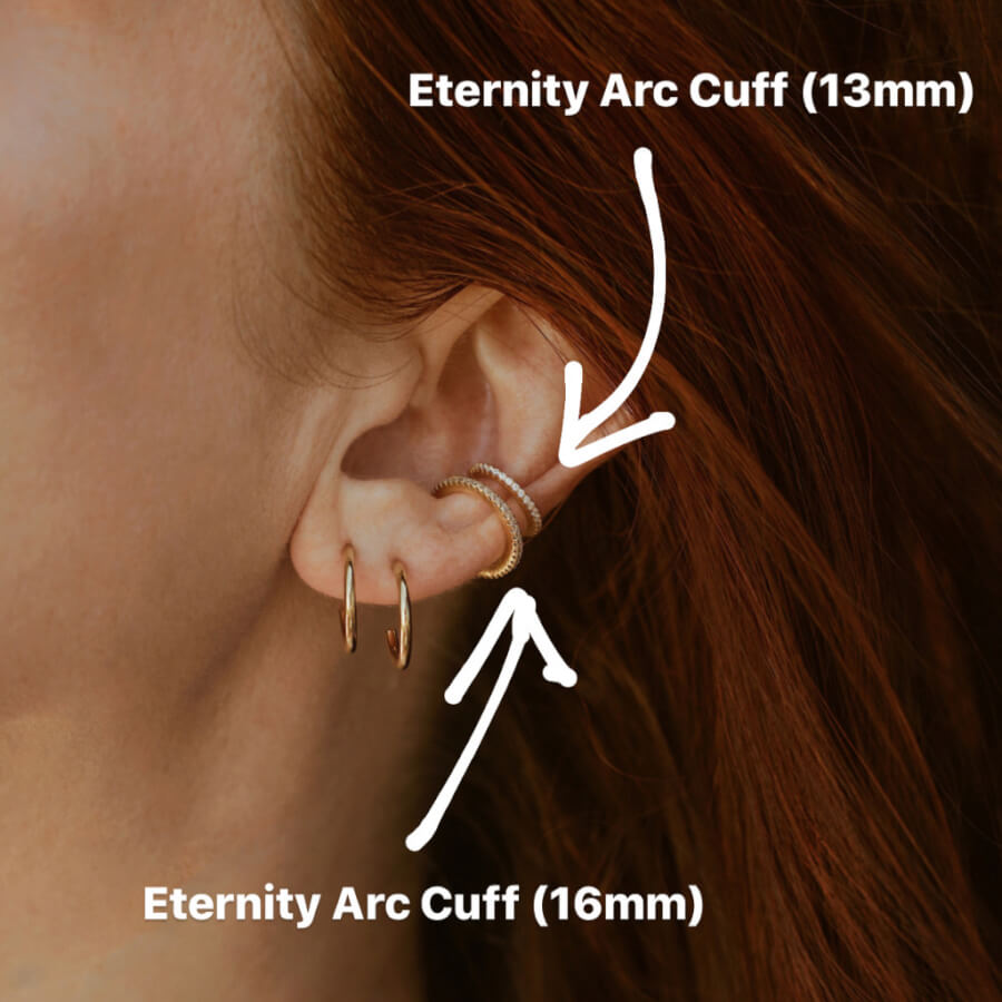 Eternity Ear Cuff in Sterling Silver - 16mm sizing on model