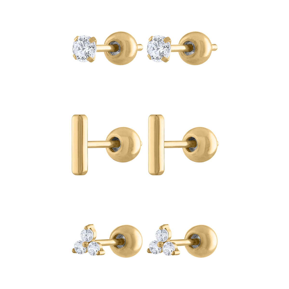 Everyday Earrings Trio in Titanium Maison Miru